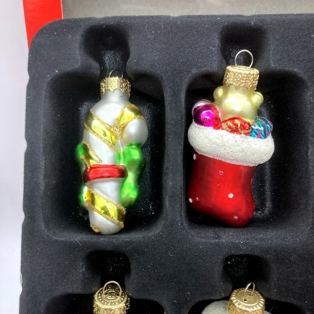 Set of 12 Macy's Holiday Lane Studio Blown Glass Mini Christmas Ornaments 2012